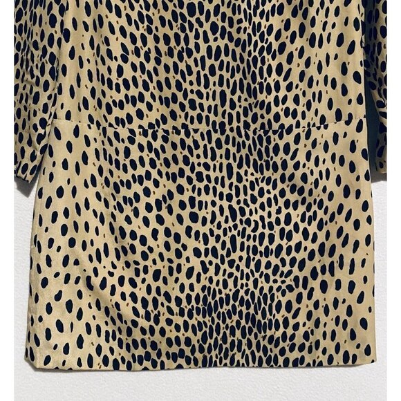 J Crew Dress Womens 4 Jules Leopard Animal Print Mini Shift 3/4 Sleeve Boho - Picture 3 of 8